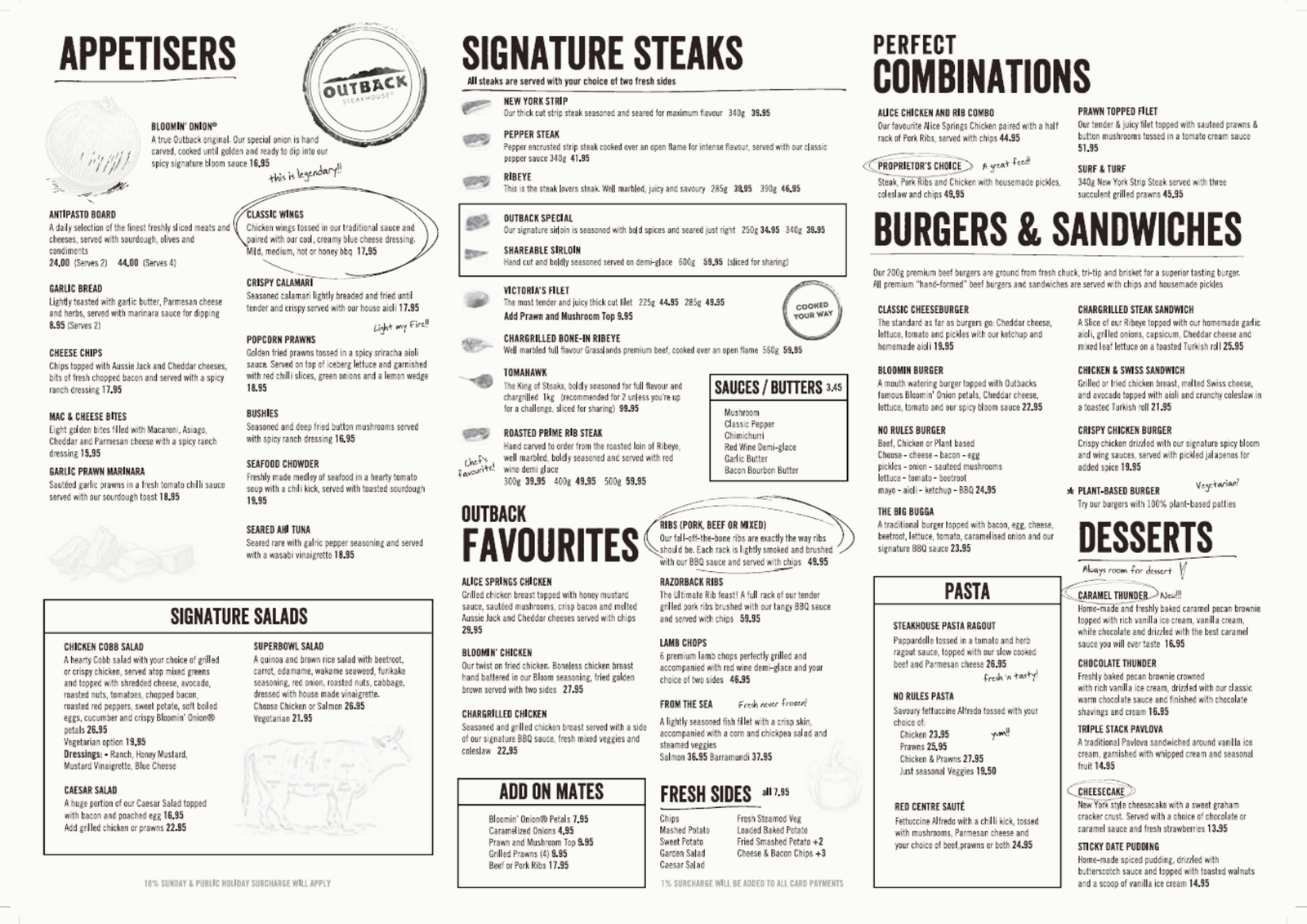 Outback Steakhouse Menu